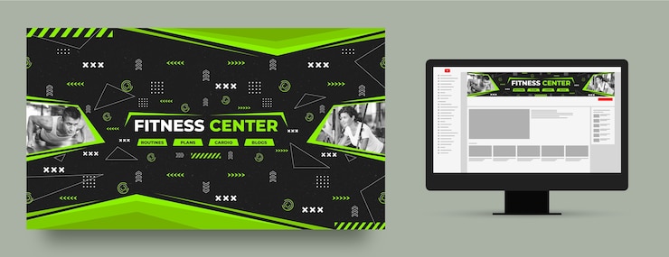 Vector gratuito arte del canal de youtube del gimnasio