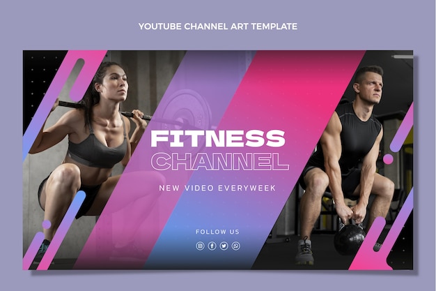 Vector gratuito arte del canal de youtube de gradient fitness