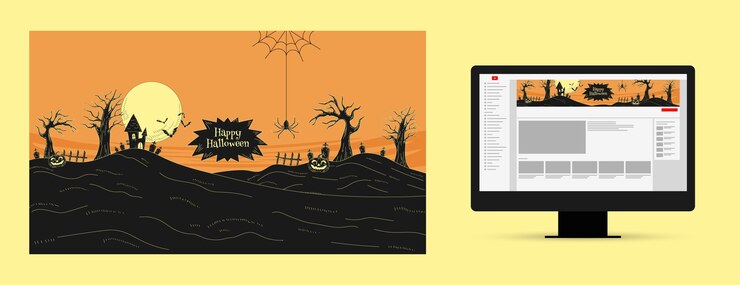 Vector gratuito arte de canal de youtube de halloween vintage dibujado a mano