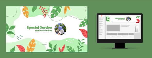 Arte de canal de youtube de jardinería plana