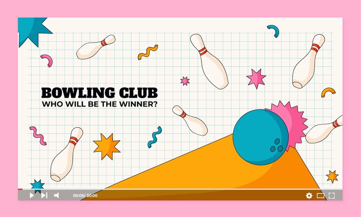 Vector gratuito arte del canal de youtube del juego de bolos