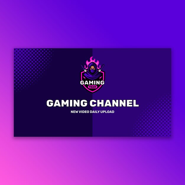 Arte de canal de youtube de juegos de neón dibujado a mano