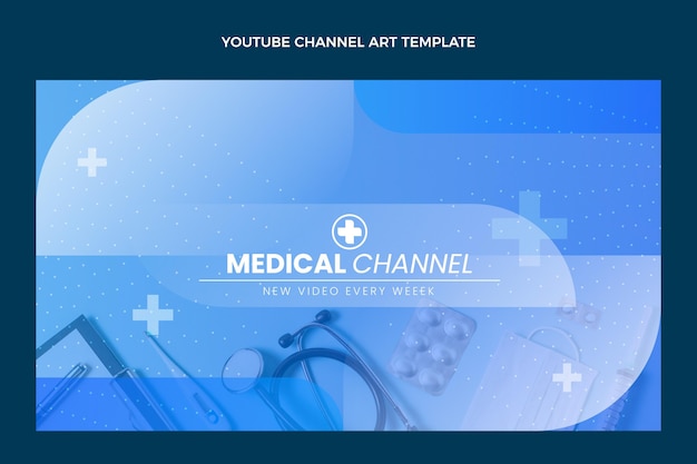 Vector gratuito arte del canal de youtube médico degradado