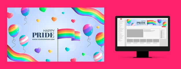 Arte del canal de youtube del mes del orgullo de globos degradados