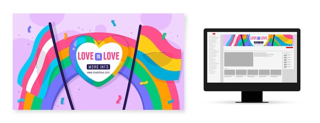 Arte del canal de youtube del mes del orgullo plano