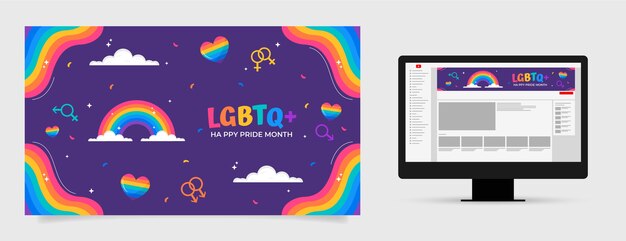 Arte del canal de youtube del mes del orgullo plano