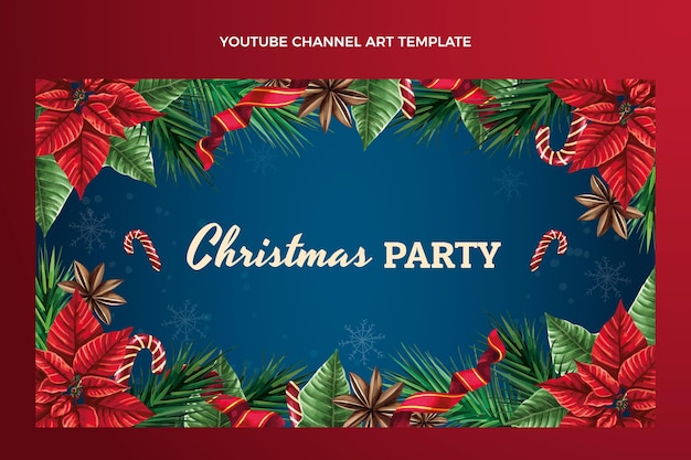 Vector gratuito arte del canal de youtube de navidad en acuarela