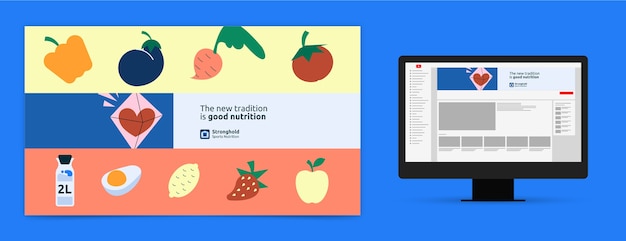 Vector gratuito arte de canal de youtube de nutrición fitness dibujado a mano