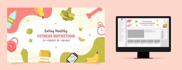 Vector gratuito arte del canal de youtube de nutrición y salud.