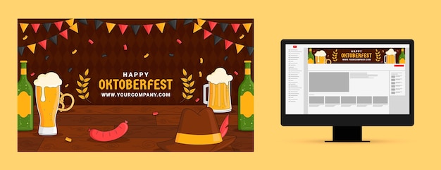 Vector gratuito arte de canal de youtube de oktoberfest dibujado a mano