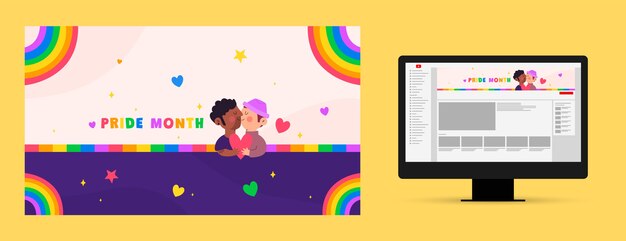 Arte del canal de youtube de la pareja gay del mes del orgullo