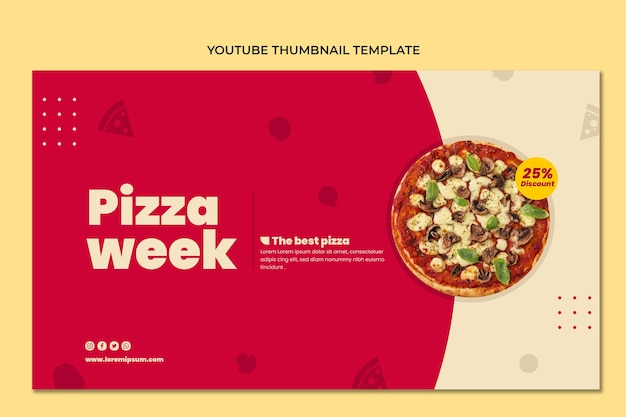 Vector gratuito arte del canal de youtube de pizza plana