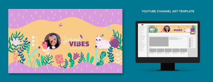 Vector gratuito arte de canal de youtube de primavera dibujado a mano
