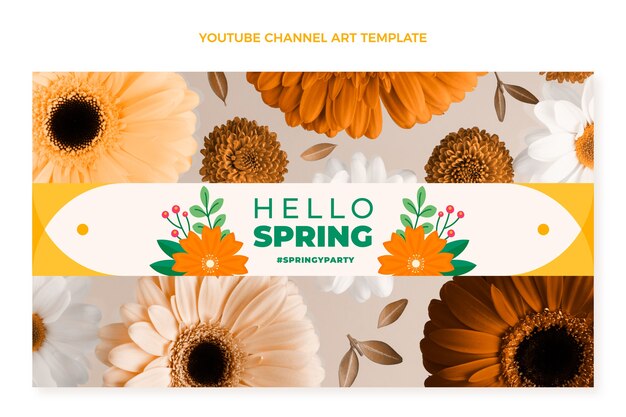 Vector gratuito arte de canal de youtube de primavera plana