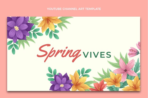 Arte de canal de youtube de primavera plana