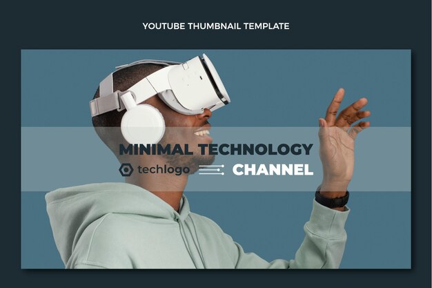 Arte del canal de youtube de tecnología minimalista plana