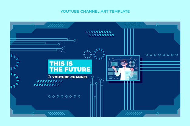 Arte del canal de youtube de tecnología minimalista plana