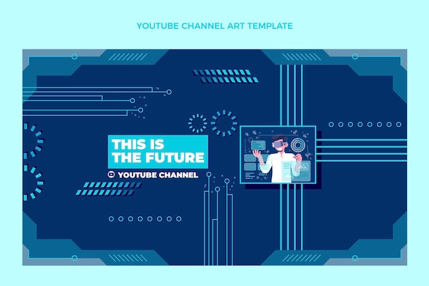 Arte del canal de youtube de tecnología minimalista plana