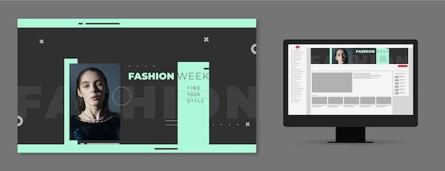 Arte de canal de youtube de tendencias de moda de diseño plano