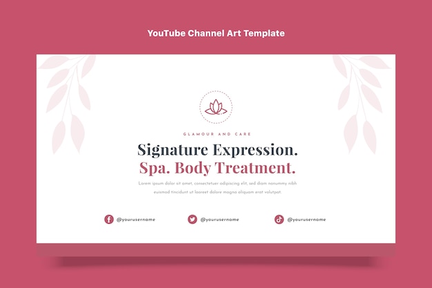 Vector gratuito arte de canal de youtube de tratamiento de spa de diseño plano