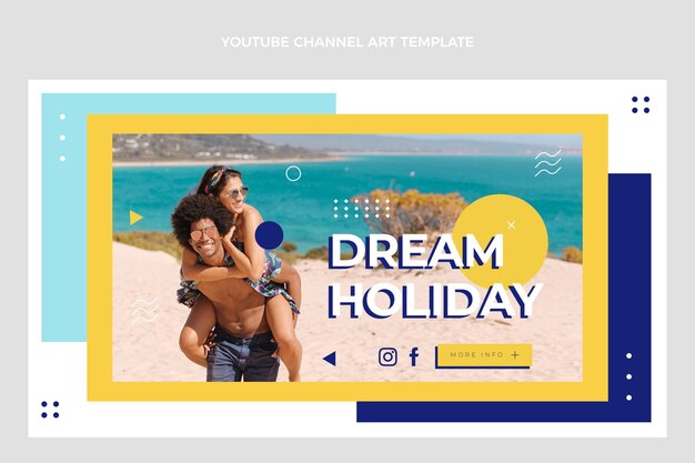 Vector gratuito arte del canal de youtube de viajes planos