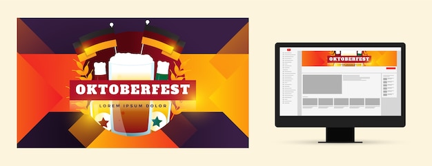 Vector gratuito arte degradado del canal de youtube para el festival oktoberfest