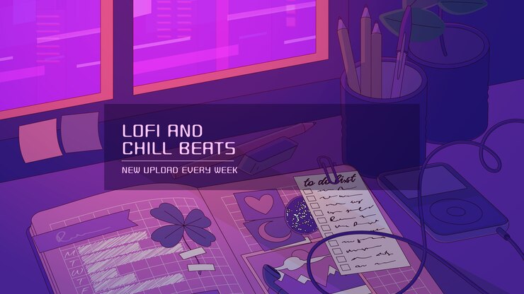 Vector gratuito arte estético del canal de youtube de música lo-fi