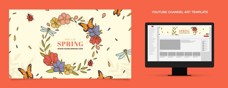Vector gratuito arte floral del canal de youtube de primavera.