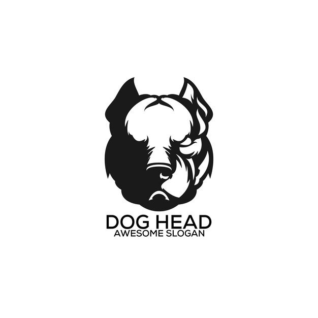 Arte de línea de diseño de logotipo de cabeza de perro