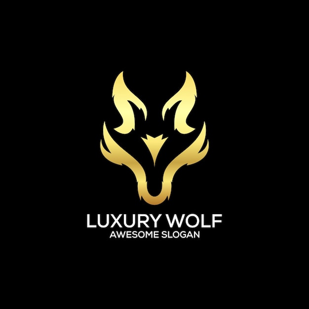 Vector gratuito arte de línea de diseño de logotipo de lobo de lujo