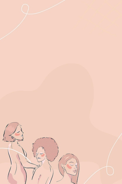 Arte de línea femenina en un vector de fondo beige