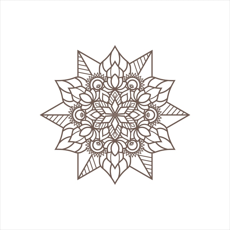 Vector gratuito arte de línea de mandala decorativo abstracto sobre fondo blanco