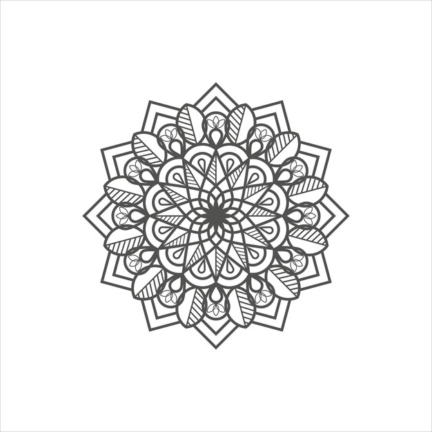 Arte de línea de mandala decorativo abstracto sobre fondo blanco