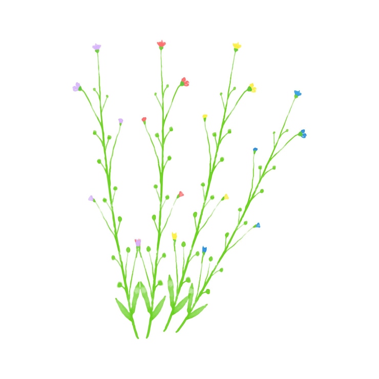 Vector gratuito arte de líneas de flores silvestres en hojas botánicas