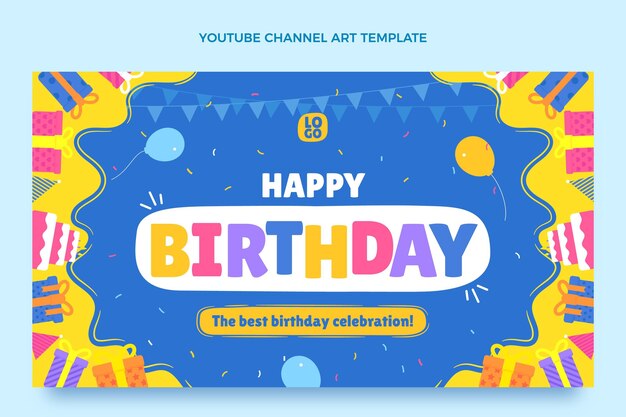 Arte minimalista plano del canal de youtube de cumpleaños
