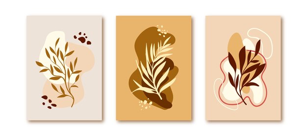 Arte de pared boho de diseño plano dibujado a mano