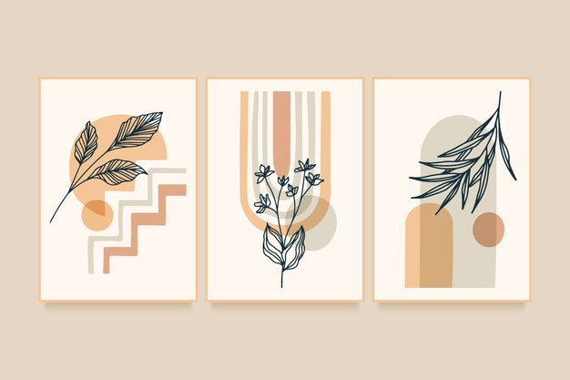 Arte de pared boho de diseño plano dibujado a mano