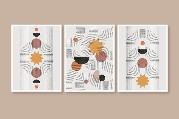 Arte de pared boho de diseño plano dibujado a mano