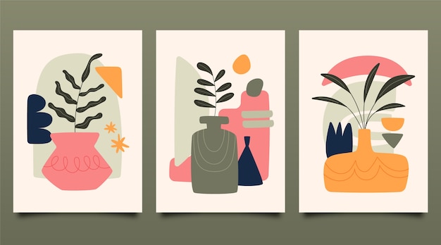 Arte de pared boho de diseño plano dibujado a mano