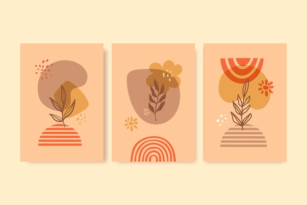 Arte de pared boho de diseño plano dibujado a mano