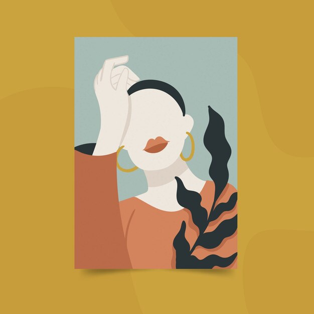 Arte de pared boho de diseño plano dibujado a mano