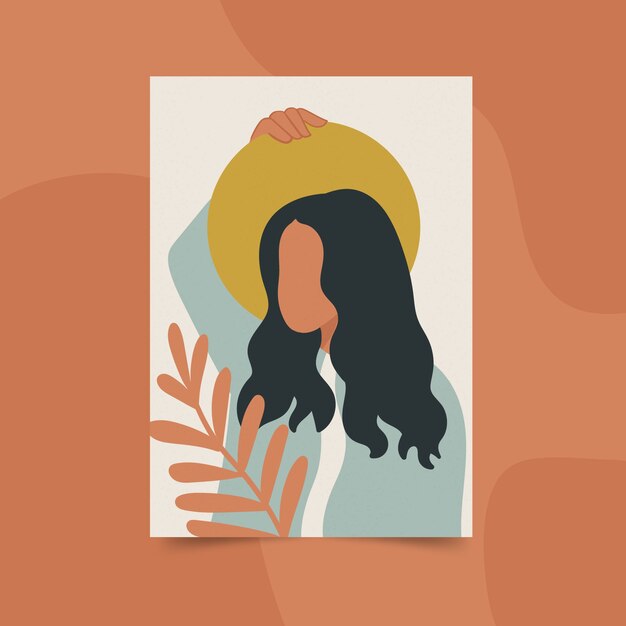 Arte de pared boho de diseño plano dibujado a mano