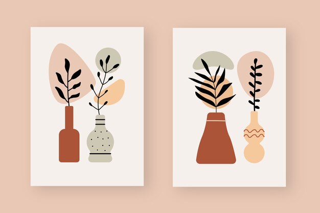 Arte de pared boho de diseño plano dibujado a mano
