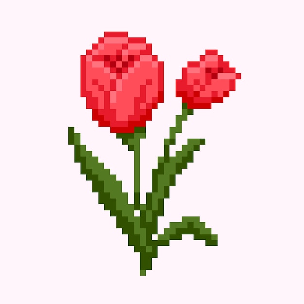 Vector gratuito arte de pixel de flor de diseño plano