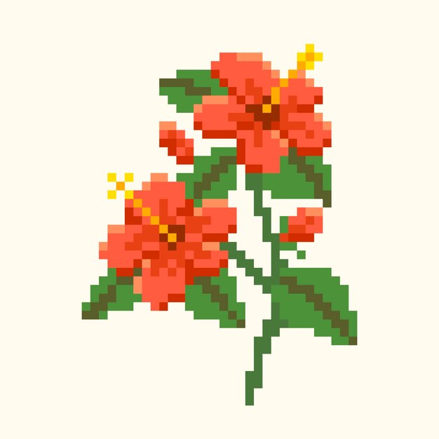 Arte de pixel de flor de diseño plano