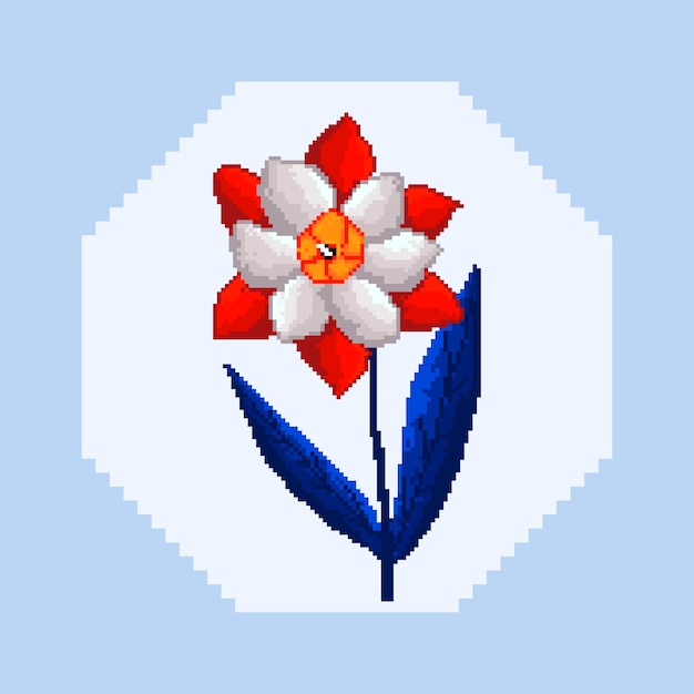 Vector gratuito arte de pixel de flor de diseño plano