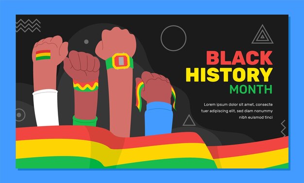 Vector gratuito arte plano del canal de youtube para la celebración del mes de la historia negra