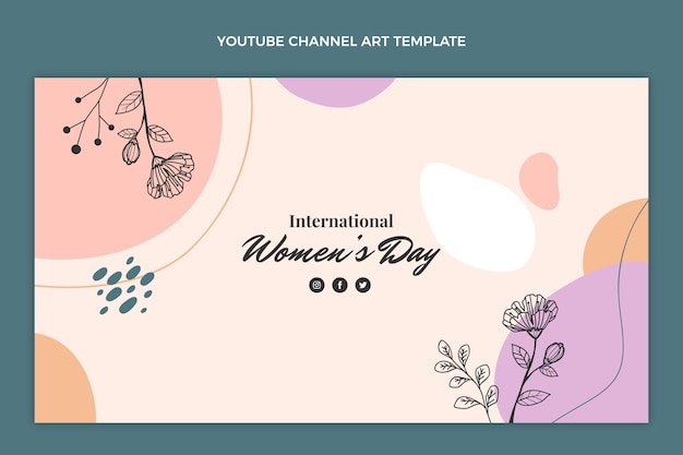 Arte plano del canal de youtube del día internacional de la mujer.