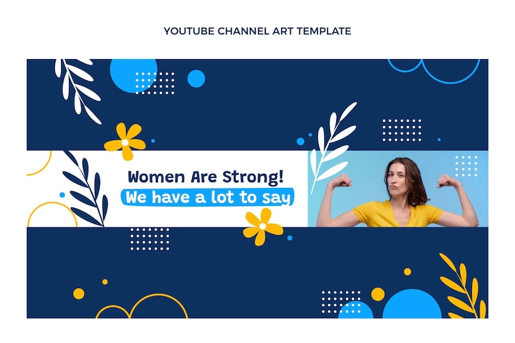 Vector gratuito arte plano del canal de youtube del día internacional de la mujer.
