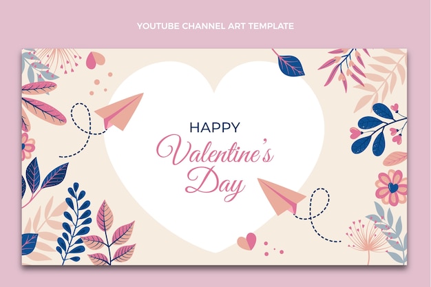 Vector gratuito arte plano del canal de youtube del día de san valentín
